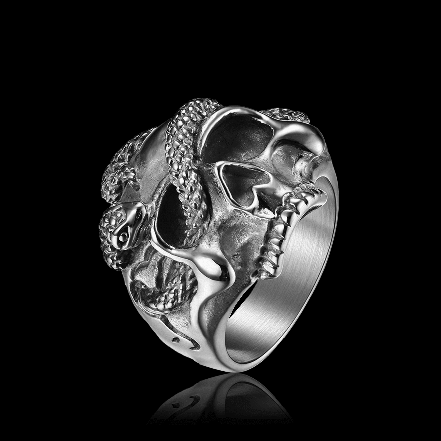 Gothic Punk Skull Ring With Bottle Opener – Stainless Steel, Sizes 7-13, Silver
