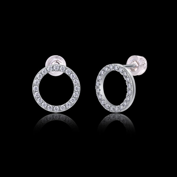 Moissanite Circle Stud Earrings S925 Silver