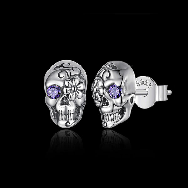 Skull Stud Earrings – 925 Silver