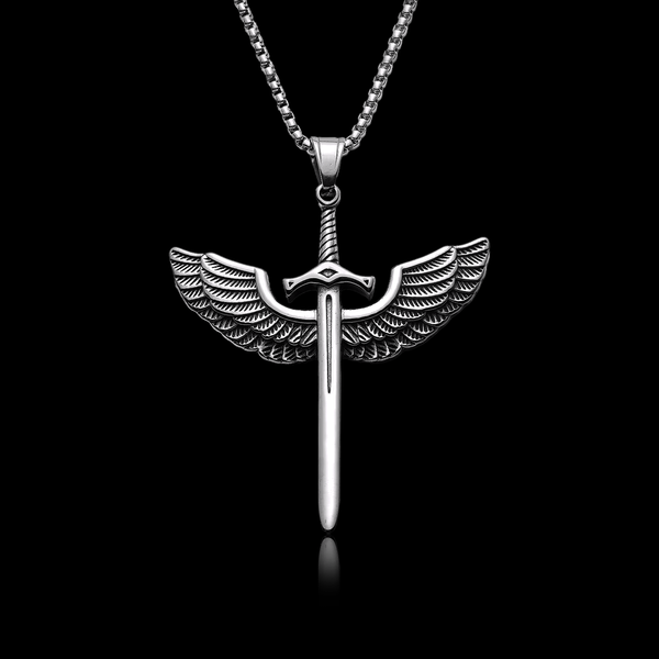 Winged Blade Steel Necklace