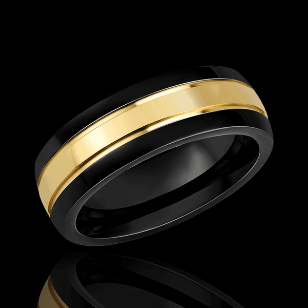 Black & gold titanium Ring - VillainsWear