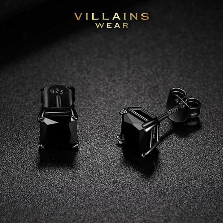 Black Zircon Square Earrings - VillainsWear