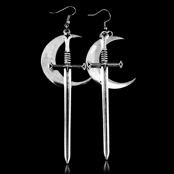 Crescent Sword Earrings - VillainsWear