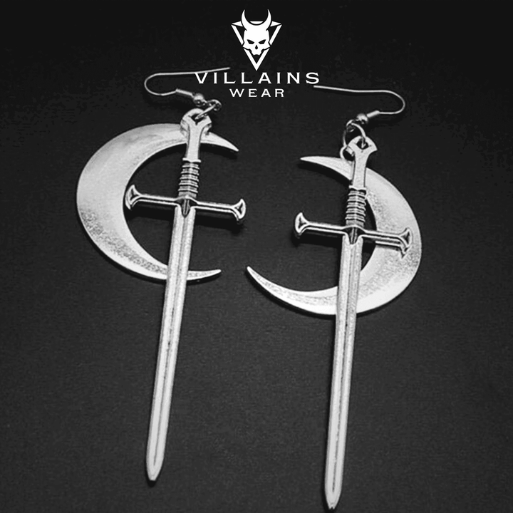 Crescent Sword Earrings - VillainsWear