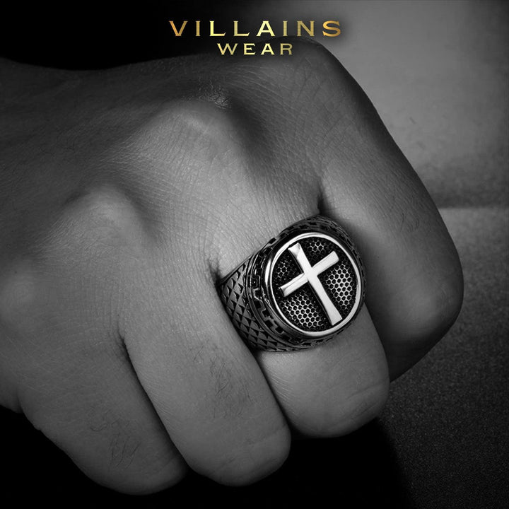 Cross Stainless Steel Signet Ring - VillainsWear