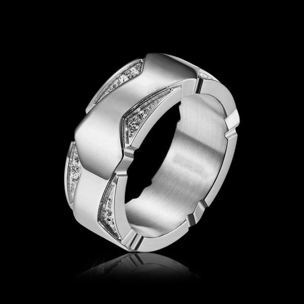 Cutout Gem Titanium Steel Ring - VillainsWear
