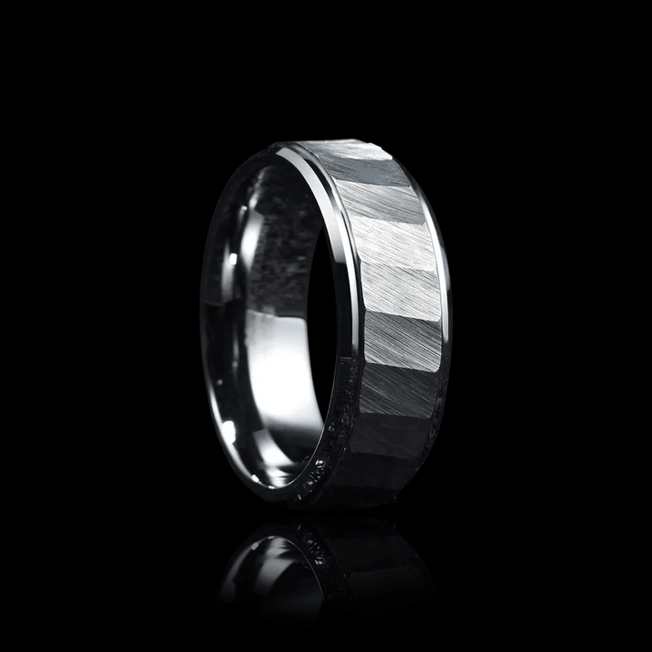 Deep Cut Tungsten Steel Ring - VillainsWear