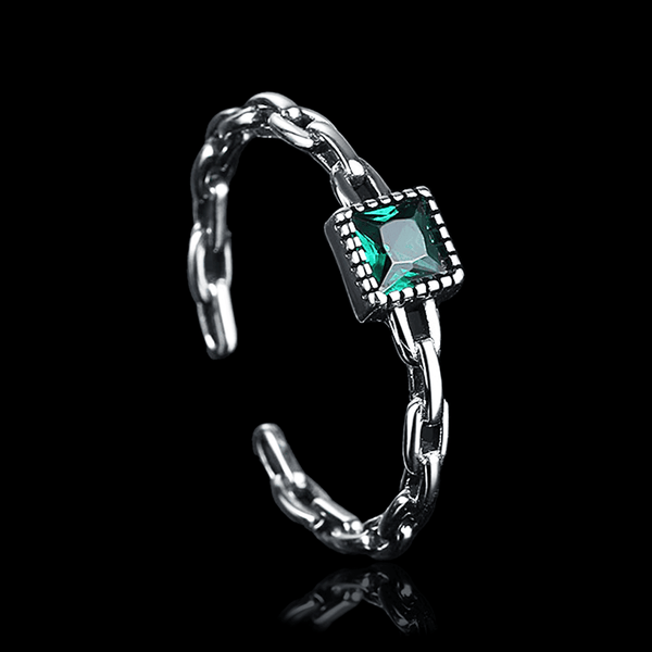 Emerald Chain Ring 925 - VillainsWear