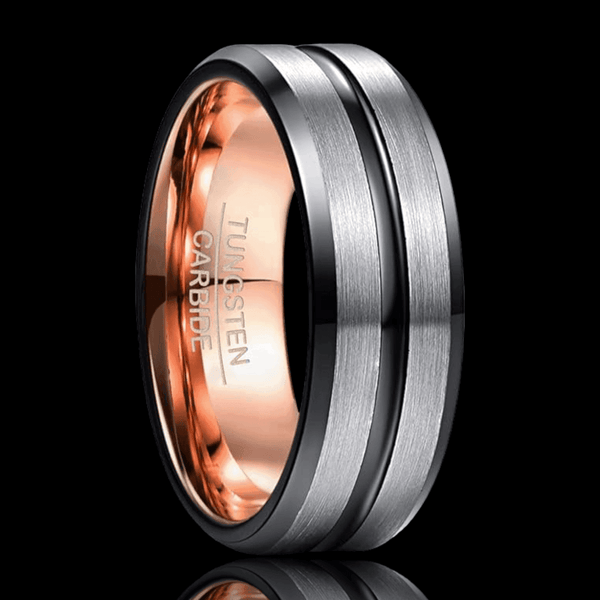 Gilded Elegance Frosted Tungsten Ring - VillainsWear