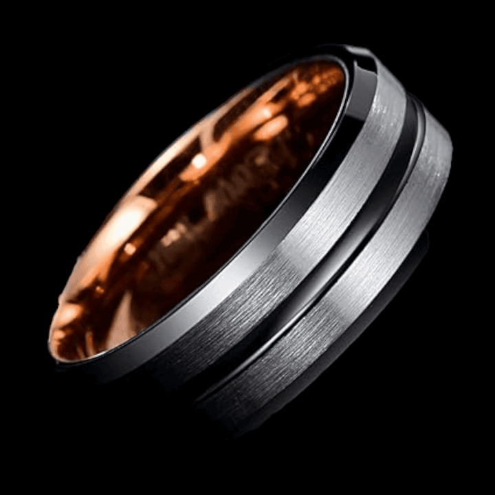 Gilded Elegance Frosted Tungsten Ring - VillainsWear