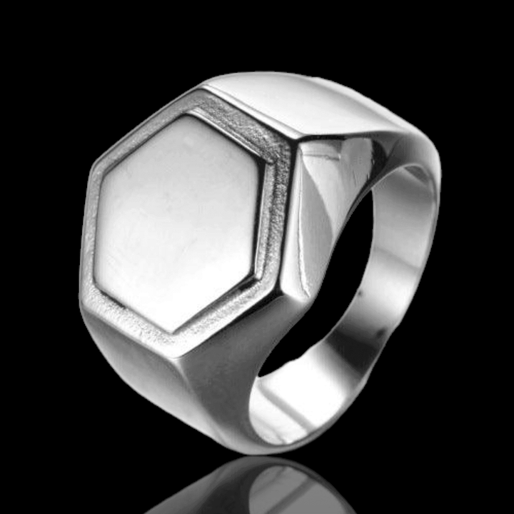 Hexagonal Titanium Steel Ring - VillainsWear