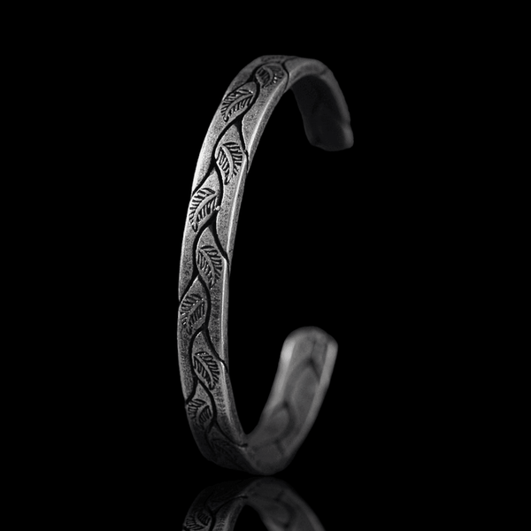 Runic Foliage Viking Cuff Titanium Steel Bracelet - VillainsWear